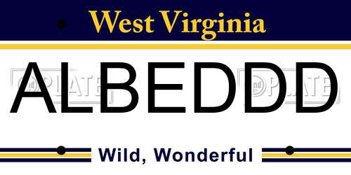 ALBEDDD West Virginia License Plate