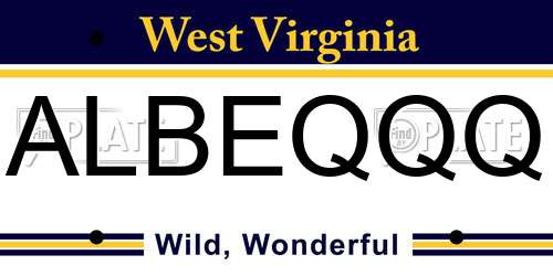 ALBEQQQ West Virginia License Plate