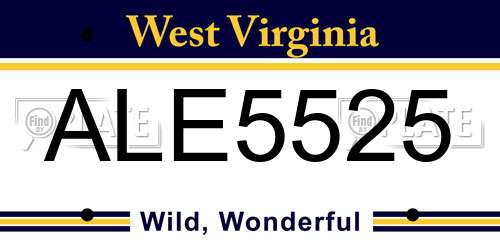 ALE5525 West Virginia License Plate