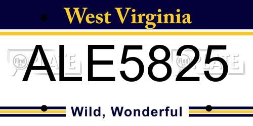 ALE5825 West Virginia License Plate