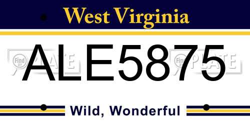 ALE5875 West Virginia License Plate