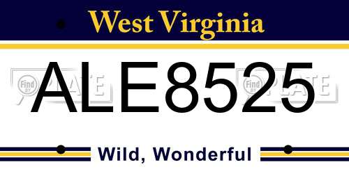 ALE8525 West Virginia License Plate