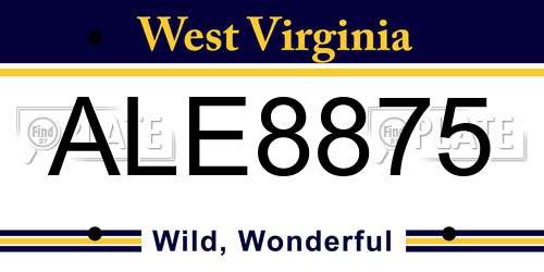 ALE8875 West Virginia License Plate