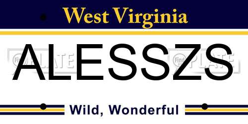 ALESSZS West Virginia License Plate