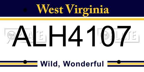 ALH4107 West Virginia License Plate