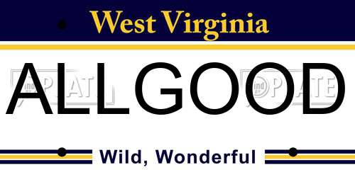 ALLGOOD West Virginia License Plate