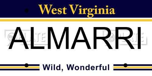ALMARRI West Virginia License Plate