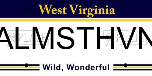 ALMSTHVN West Virginia License Plate