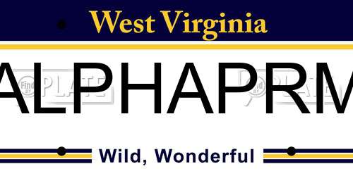 ALPHAPRM West Virginia License Plate