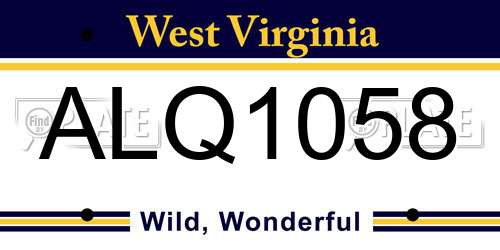 ALQ1058 West Virginia License Plate