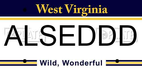 ALSEDDD West Virginia License Plate