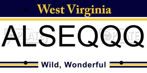 ALSEQQQ West Virginia License Plate