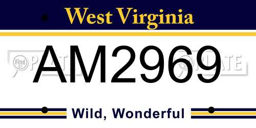 AM2969 West Virginia License Plate