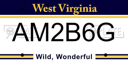 AM2B6G West Virginia License Plate