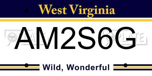 AM2S6G West Virginia License Plate