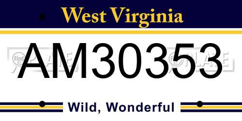 AM30353 West Virginia License Plate