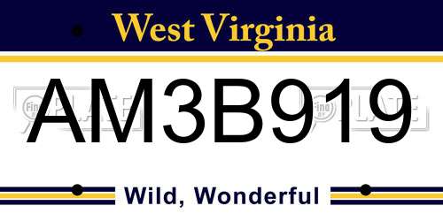 AM3B919 West Virginia License Plate