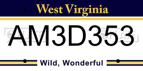 AM3D353 West Virginia License Plate