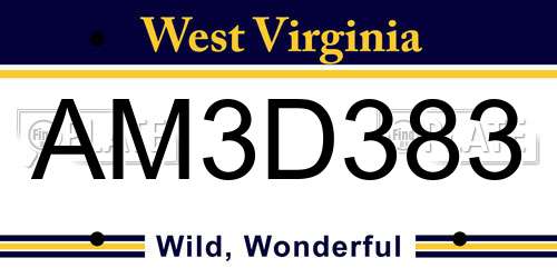 AM3D383 West Virginia License Plate