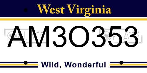 AM3O353 West Virginia License Plate