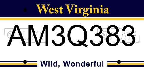 AM3Q383 West Virginia License Plate