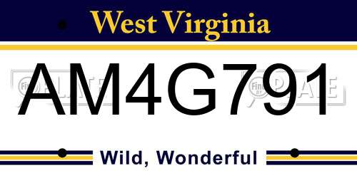 AM4G791 West Virginia License Plate