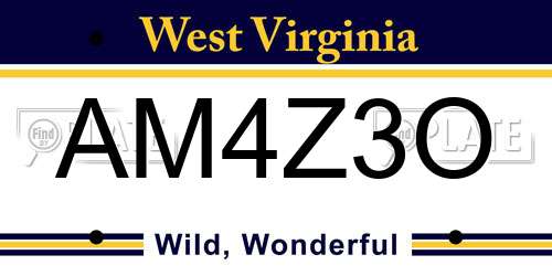 AM4Z3O West Virginia License Plate