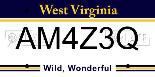 AM4Z3Q West Virginia License Plate