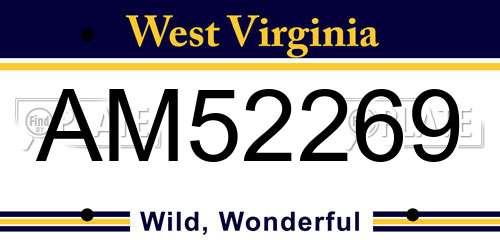 AM52269 West Virginia License Plate