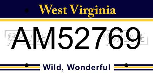 AM52769 West Virginia License Plate