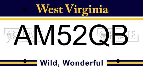 AM52QB West Virginia License Plate