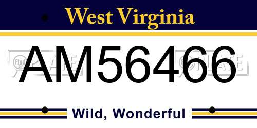 AM56466 West Virginia License Plate