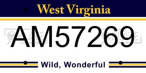 AM57269 West Virginia License Plate