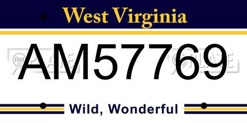 AM57769 West Virginia License Plate