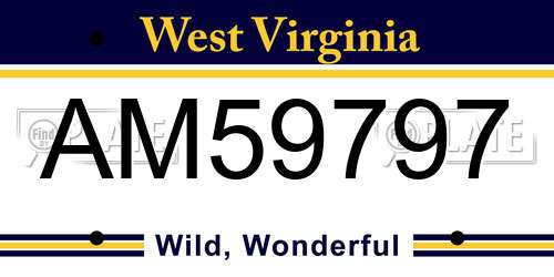 AM59797 West Virginia License Plate