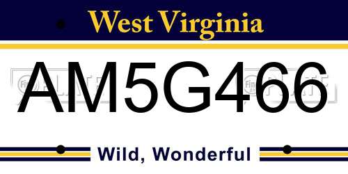AM5G466 West Virginia License Plate