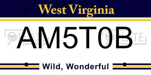 AM5T0B West Virginia License Plate