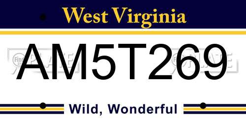AM5T269 West Virginia License Plate