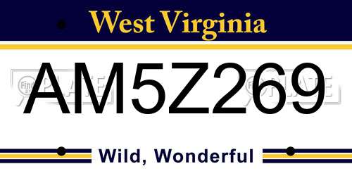 AM5Z269 West Virginia License Plate