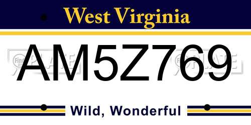 AM5Z769 West Virginia License Plate