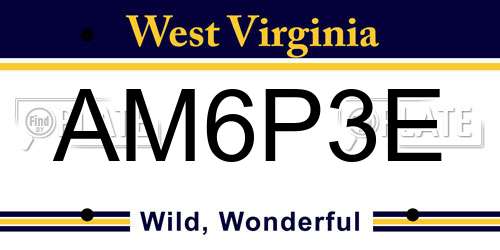 AM6P3E West Virginia License Plate