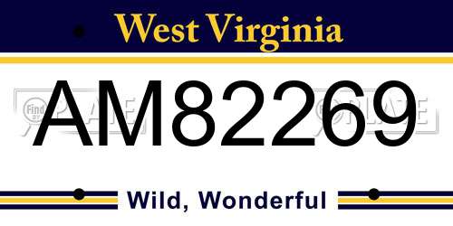 AM82269 West Virginia License Plate