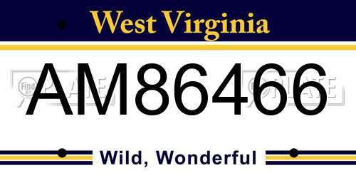 AM86466 West Virginia License Plate