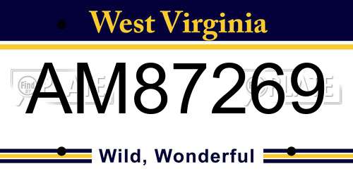 AM87269 West Virginia License Plate