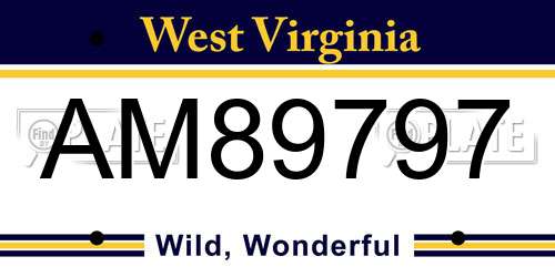 AM89797 West Virginia License Plate