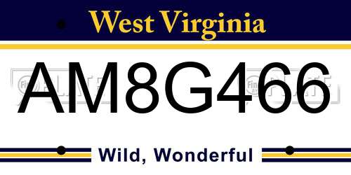 AM8G466 West Virginia License Plate