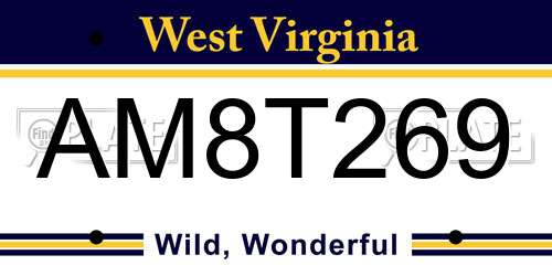 AM8T269 West Virginia License Plate