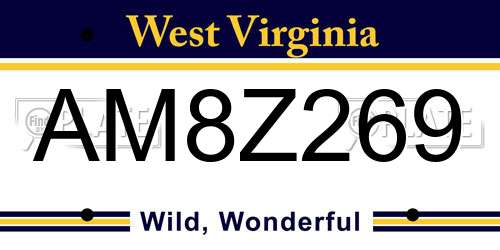 AM8Z269 West Virginia License Plate