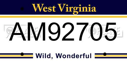 AM92705 West Virginia License Plate