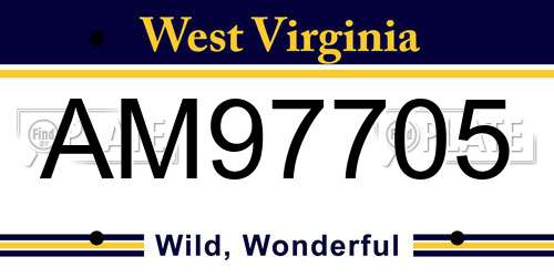 AM97705 West Virginia License Plate
